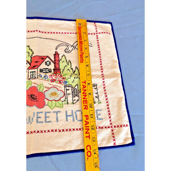 Vintage Embroidered/Cross Stitch Decorative Pillow Cover HOME SWEE HOME 17"x14" - Picture 11 of 15